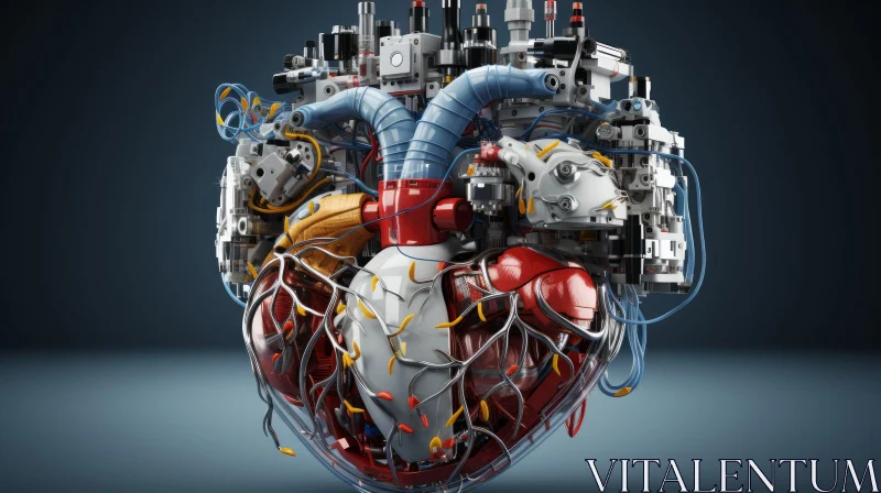 Intricate Mechanical Human Heart | Playful and Colorful Artwork AI Image