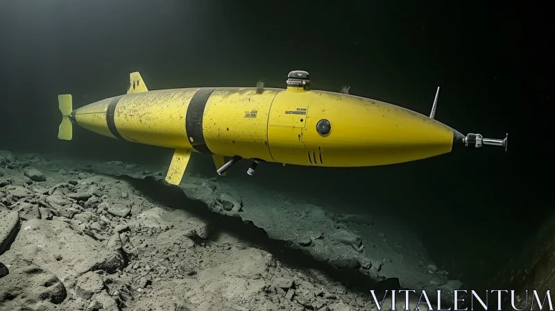 Yellow Submarine in the Deep Sea: A Captivating Underwater Artwork AI Image