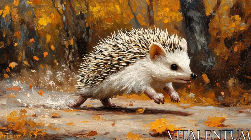 AI ART Autumnal Hedgehog Adventure