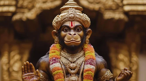 Golden Crowned Hanuman Deity Image