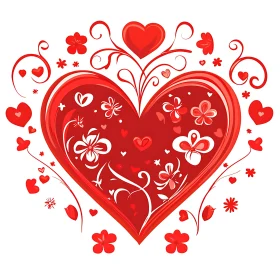 Stylized Heart with Floral Embellishments