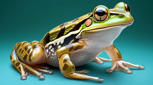 Glossy Frog on Teal Background