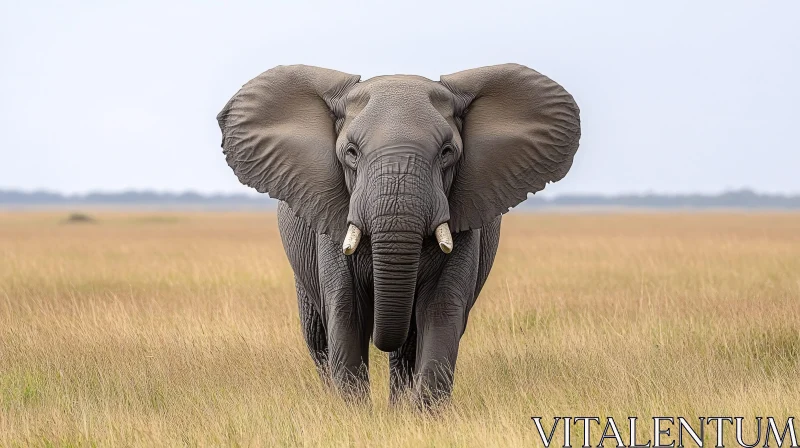 Elephant Portrait in Natural Habitat AI Image