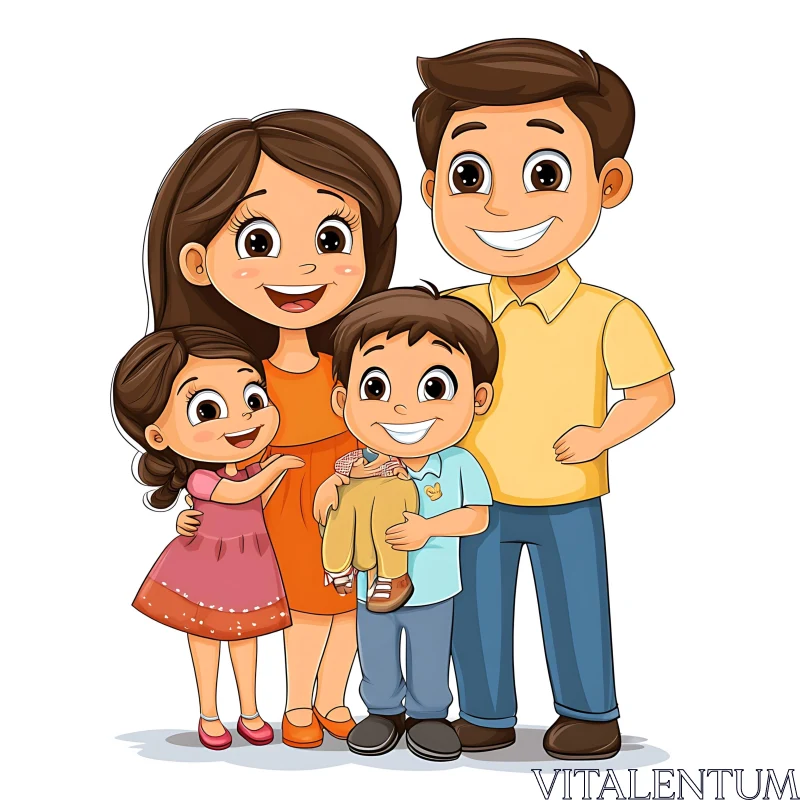 AI ART Cartoon Family Togetherness Art