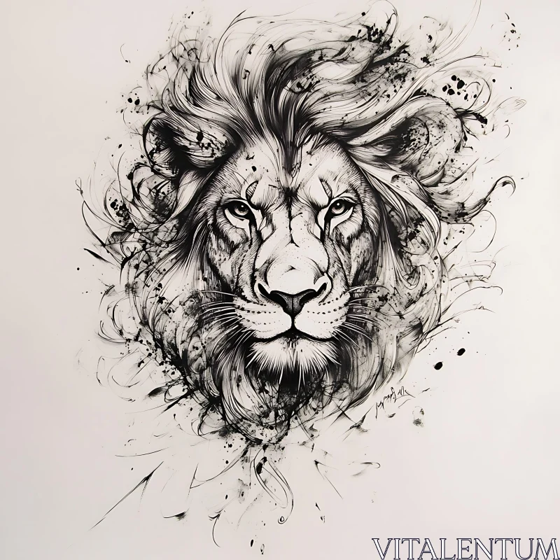 AI ART Monochrome Lion Art