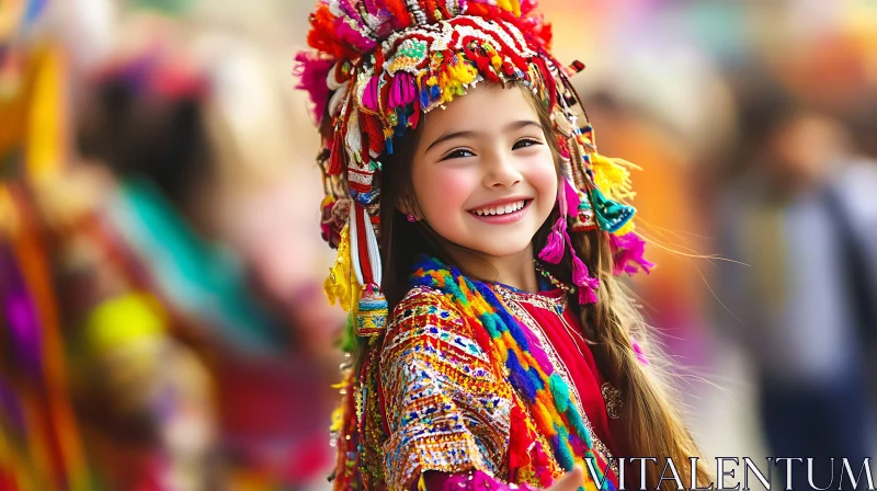 AI ART Portrait of Smiling Girl in Colorful Costume