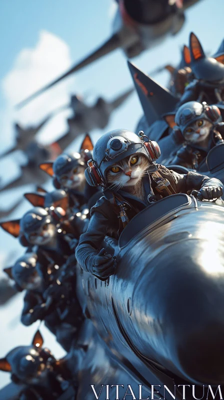 Cats Flying Aircraft AI Image