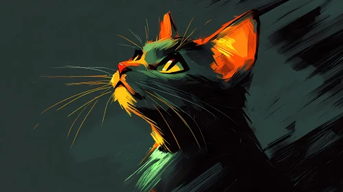 Colorful Abstract Cat Art