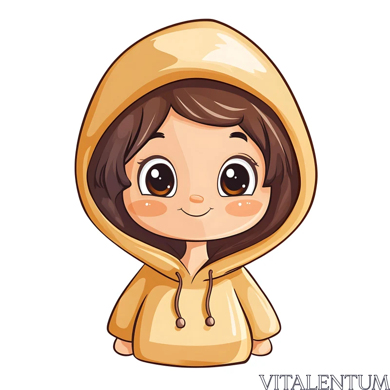 AI ART Charming Girl Cartoon with Hoodie