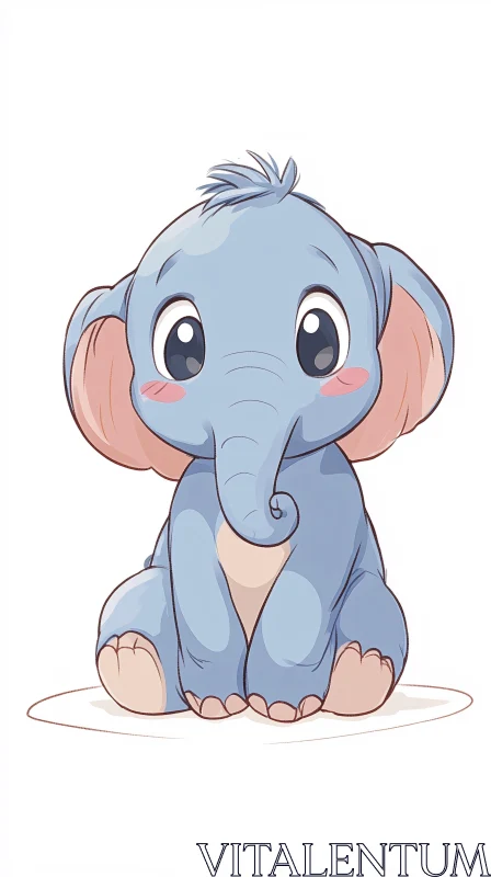 AI ART Cute Blue Elephant Art