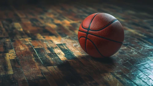 A basketball on a court