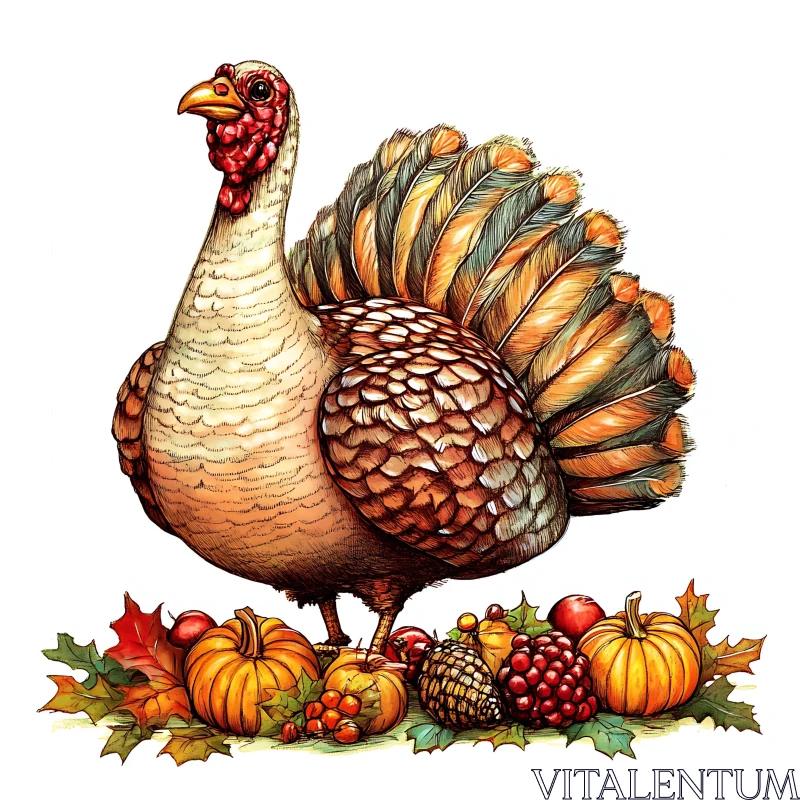 Autumn Harvest Turkey Graphic AI Image