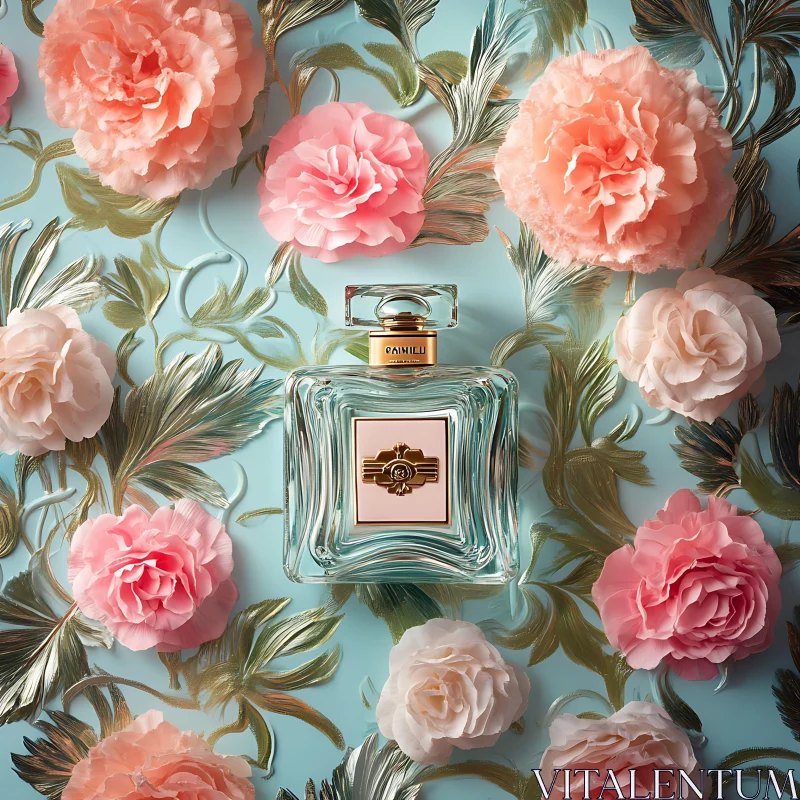 Luxurious Perfume with Floral Accents AI Image