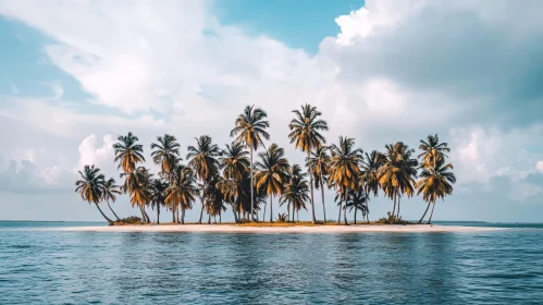 Serene Tropical Paradise Island with Palm Trees