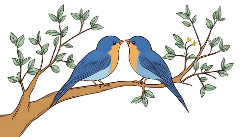 Pair of Bluebirds Illustration