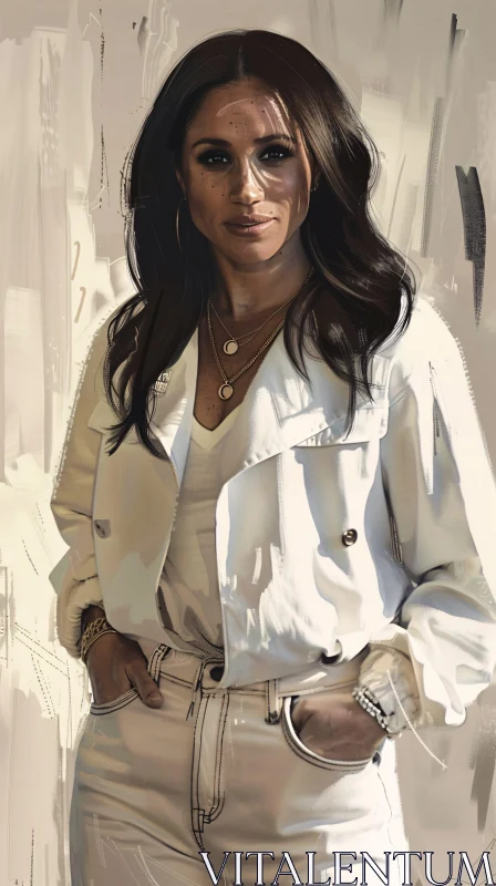 Stylized Portrait of Meghan Markle AI Image