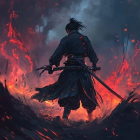 Samurai's Resolve: Facing the Inferno