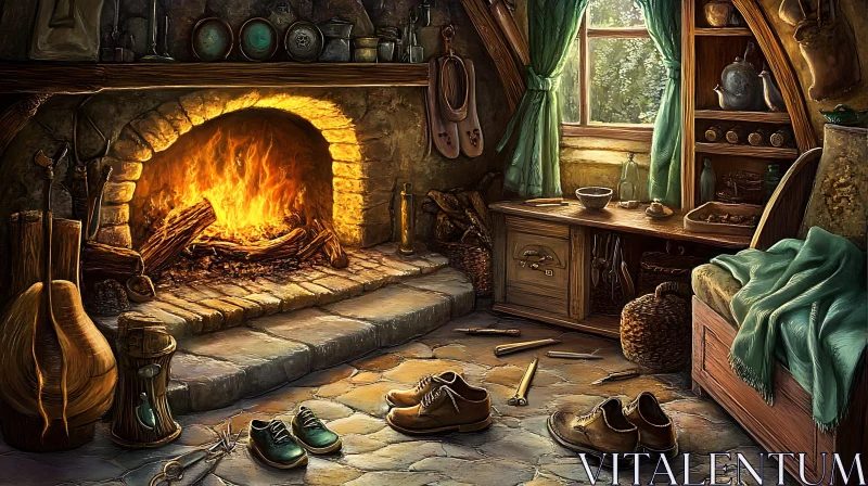 Warm Interior with Shoes AI Image