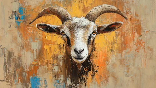 Artistic Goat Painting with Bold Brush Strokes