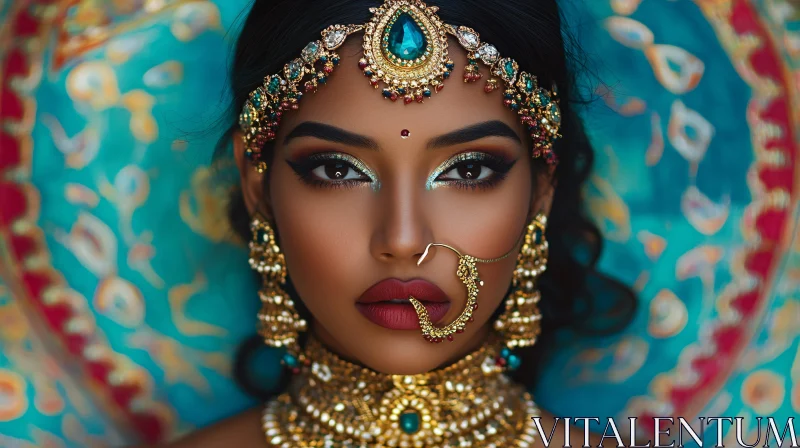 Woman in Traditional Indian Jewelry AI Image