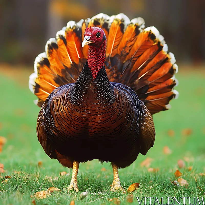 Wild Turkey Displaying Feathers AI Image