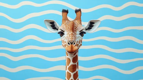 Playful Giraffe with Blue Pattern