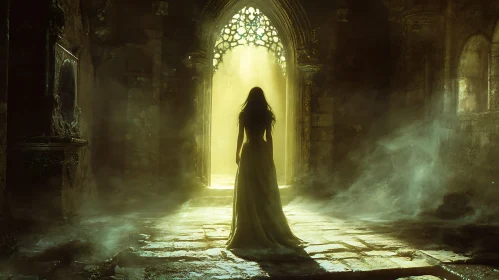 Mystic Woman in Old Hallway