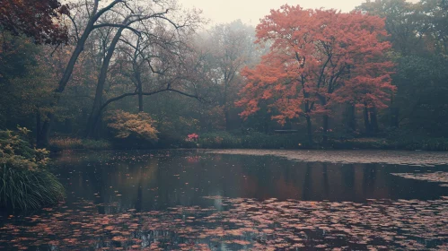 Tranquil Pond Amidst Autumnal Trees