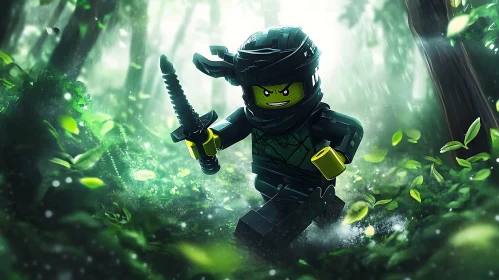 Ninja Lego Toy in Green Forest