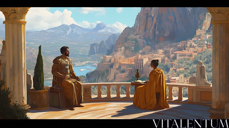 AI ART Classical Figures Overlooking Ancient City