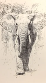 Intricate Pencil Drawing of an Elephant