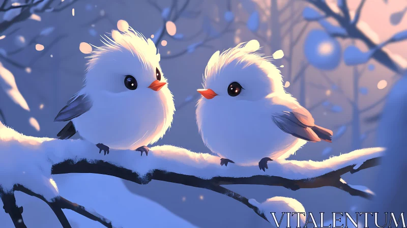 AI ART Two Birds in Winter Wonderland