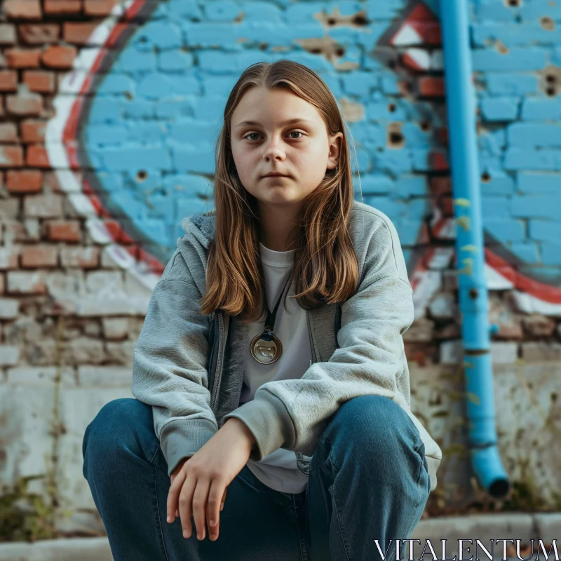 Greta Thunberg Candid Urban Portrait AI Image