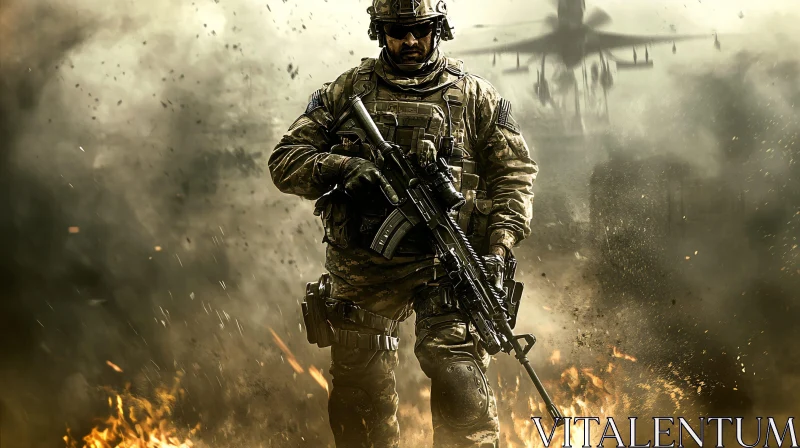 AI ART Military Soldier with Rifle