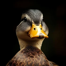 Detailed Duck Close-Up with Black Backdrop