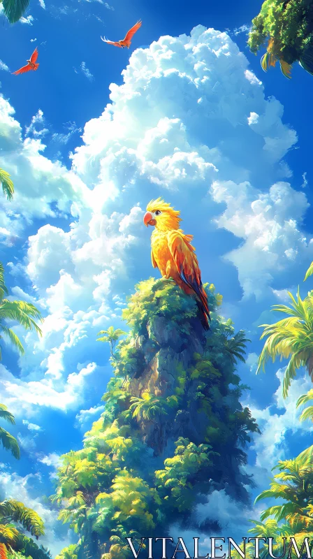 AI ART Tropical Parrot in the Sky