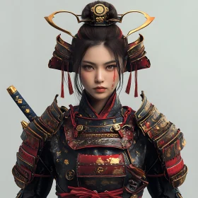 Warrior Woman in Samurai Armor