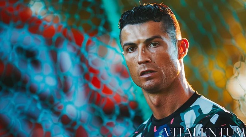 Cristiano Ronaldo Abstract Background Portrait AI Image