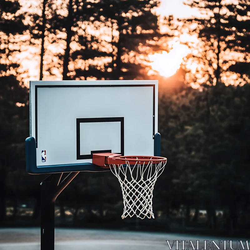 Basketball at Dusk AI Image