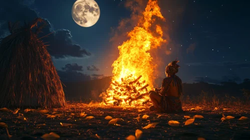 Moonlit Night Bonfire Ceremony