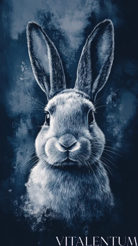 AI ART Artistic Bunny Image in Blue Tones