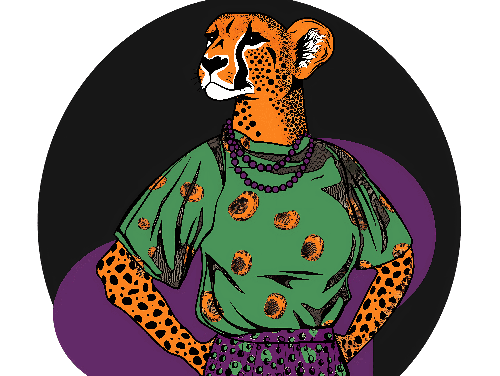 Cartoon Cheetah in Polka-dot Attire - Apparel Design POD Design