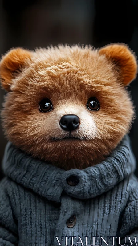 Cute Bear Wearing Sweater AI Image