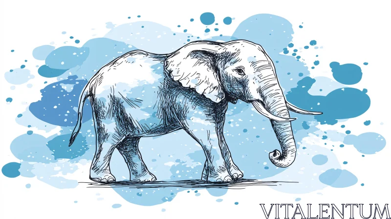 Blue Watercolor Elephant AI Image