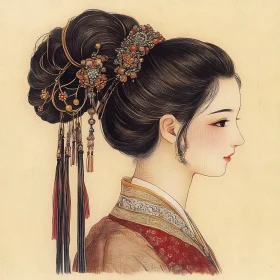 Profile of Woman in Traditional Attire