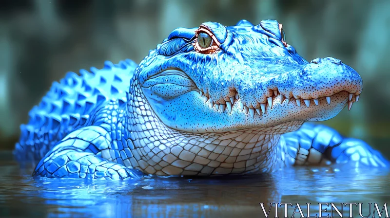 Blue Alligator in Nature AI Image