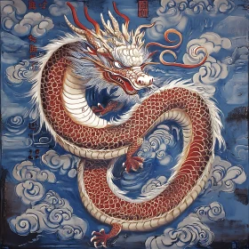 Coiled Dragon in Sky Art