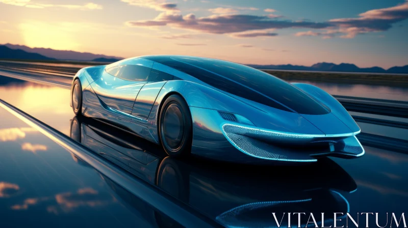 Futuristic Electric Sports Car - A Blend of Surrealism and Reality AI Image