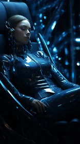 Futuristic Woman in Cybernetic Sci-Fi Setting