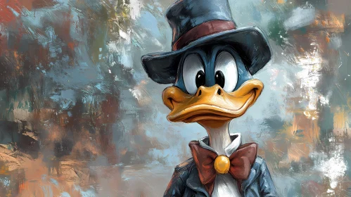 Cartoon Duck in Suit and Top Hat